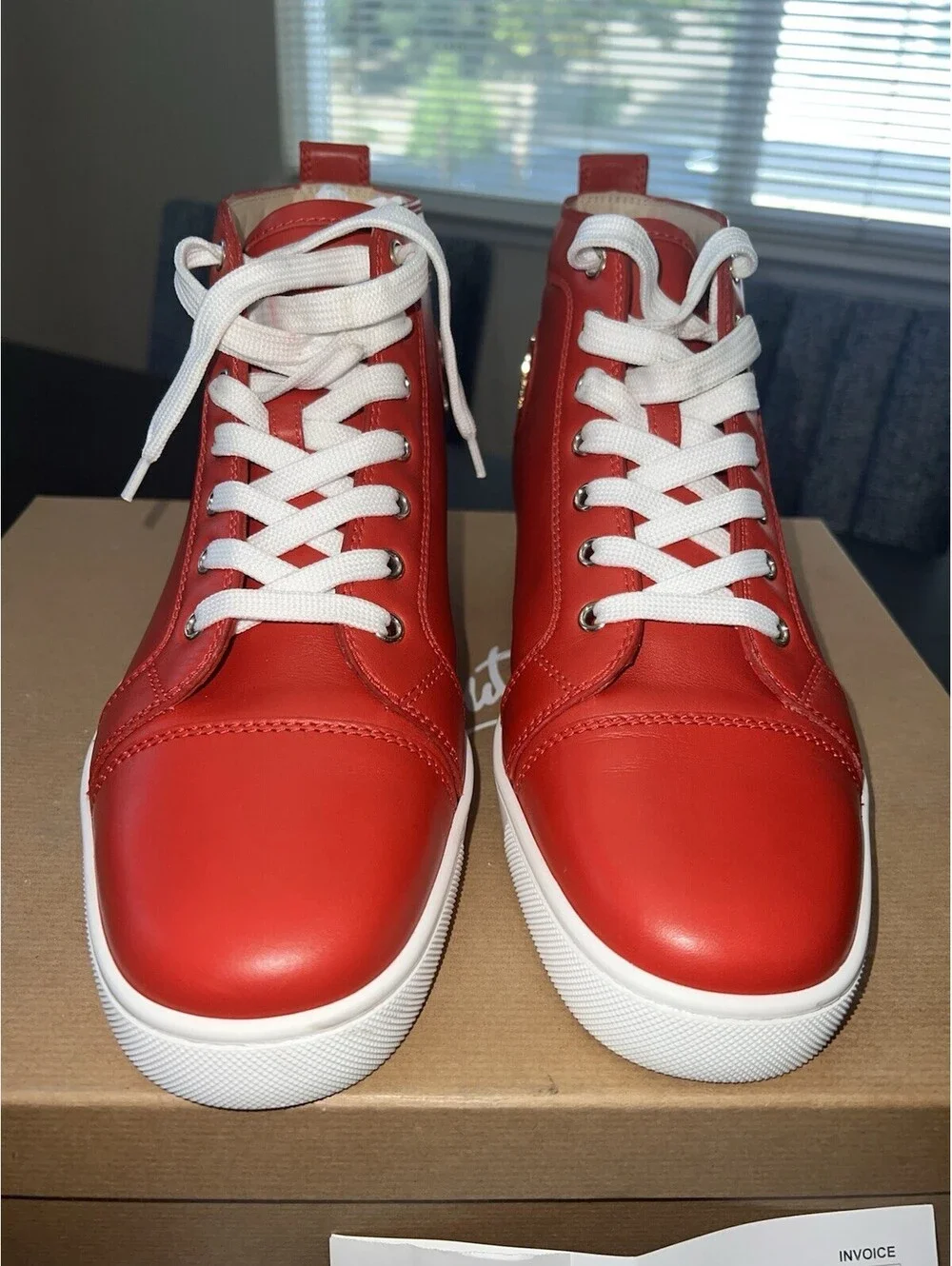 Christian Louboutin Louis Flat Calf Rouge de Mars Sneakers Size 41.5 Excellent
